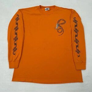 Vintage 2000s WD Sportswear Orange Tribal Dragon Skate Longsleeve Shirt Men L/XL